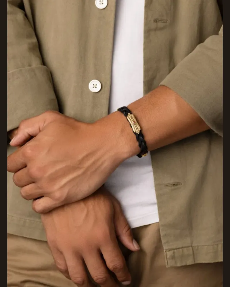 Nialaya Armband mit Schnürung - Schwarz Schwarz