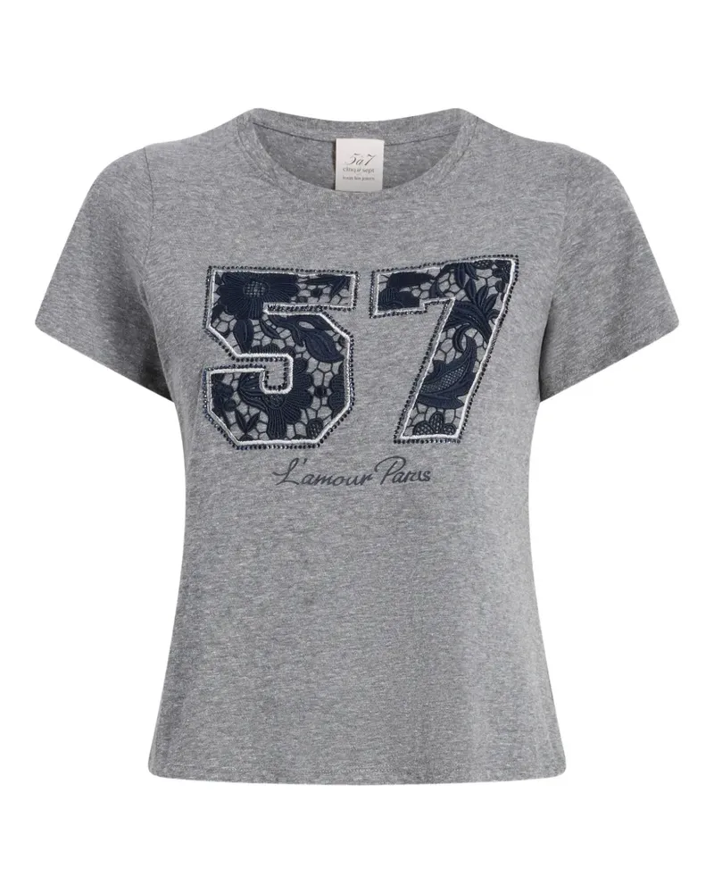 Cinq à Sept T-Shirt aus Spitze - Grau Grau