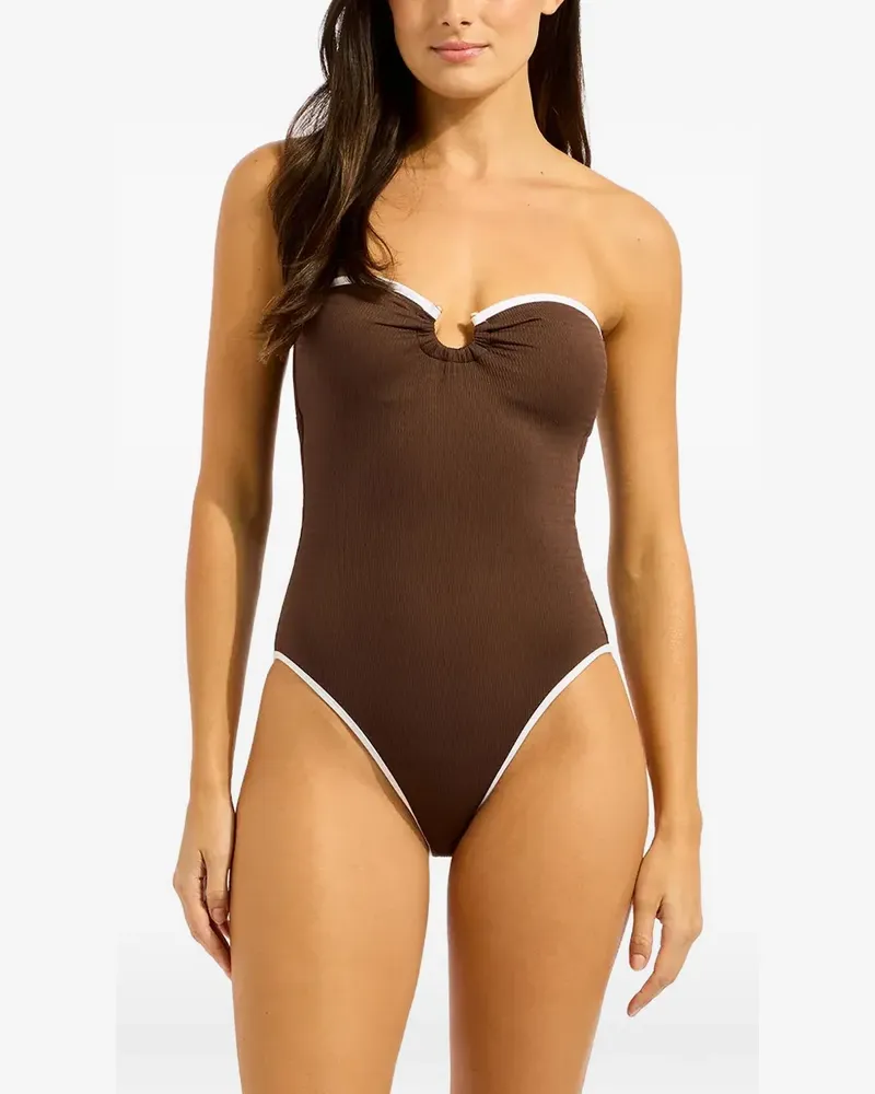 Seafolly Australia strapless ribbed swimsuit - Braun Braun