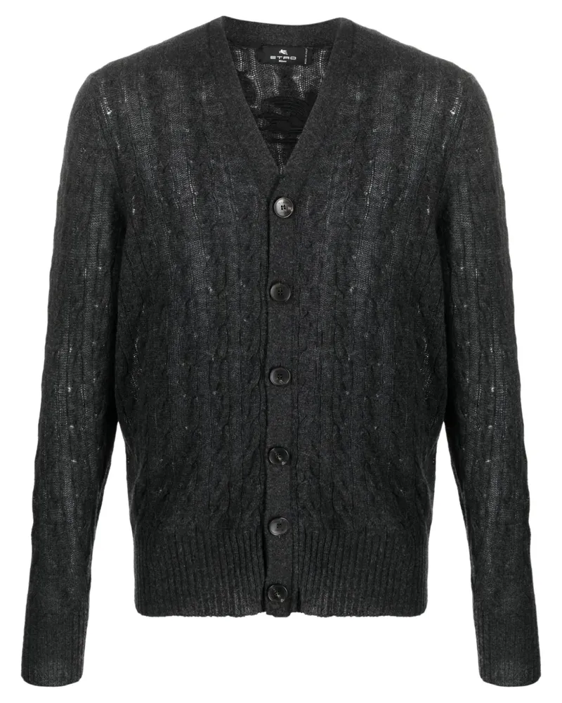 Etro Kaschmircardigan mit Zopfmuster - Grau Grau
