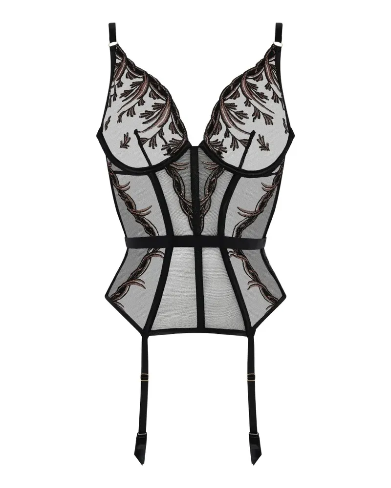 Aubade Cosmic Romance Korsett mit Stickerei - Schwarz Schwarz