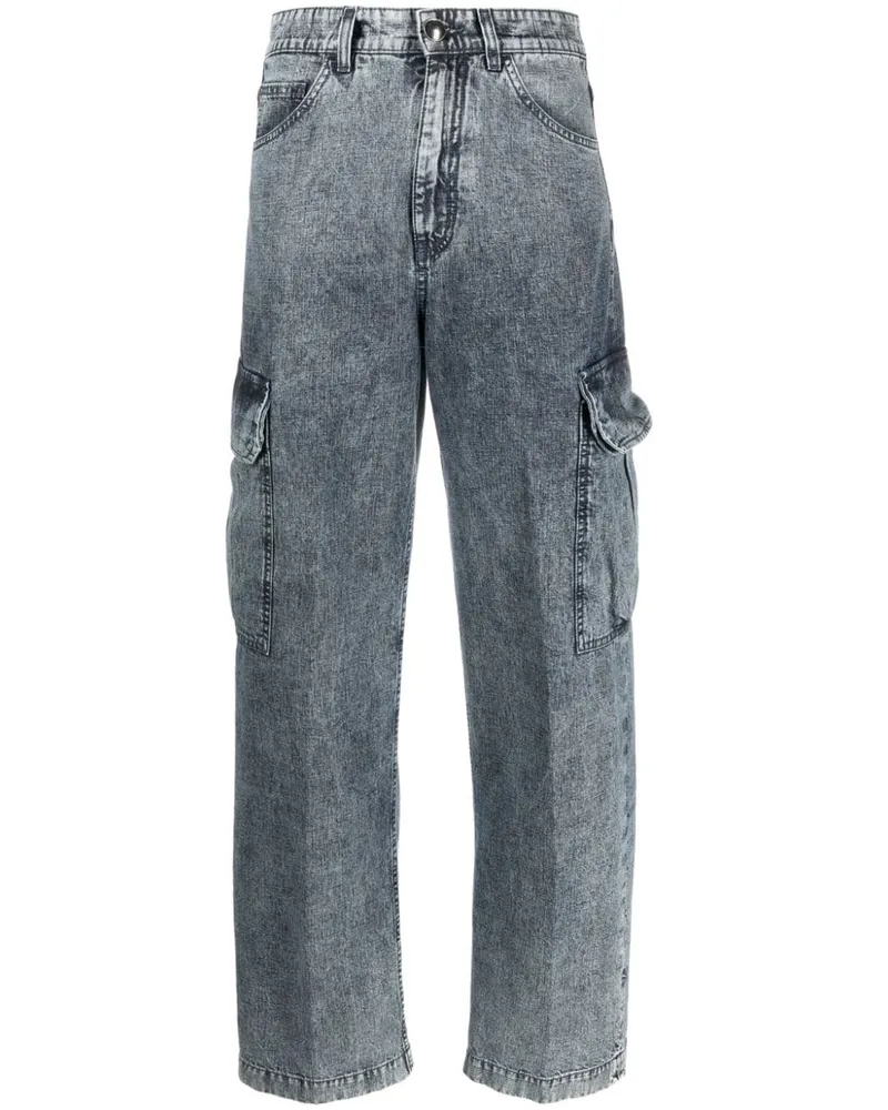 MOORER Jeans mit hohem Bund - Blau Blau