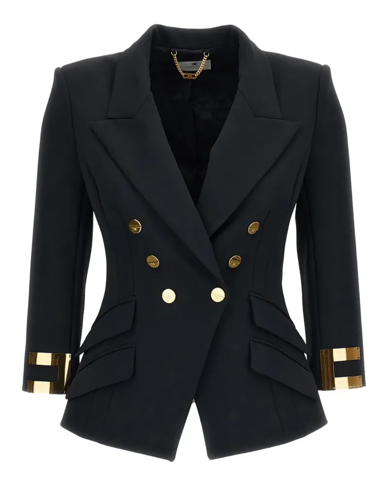 Elisabetta Franchi double-breasted logo-cuff jacket - Schwarz Schwarz