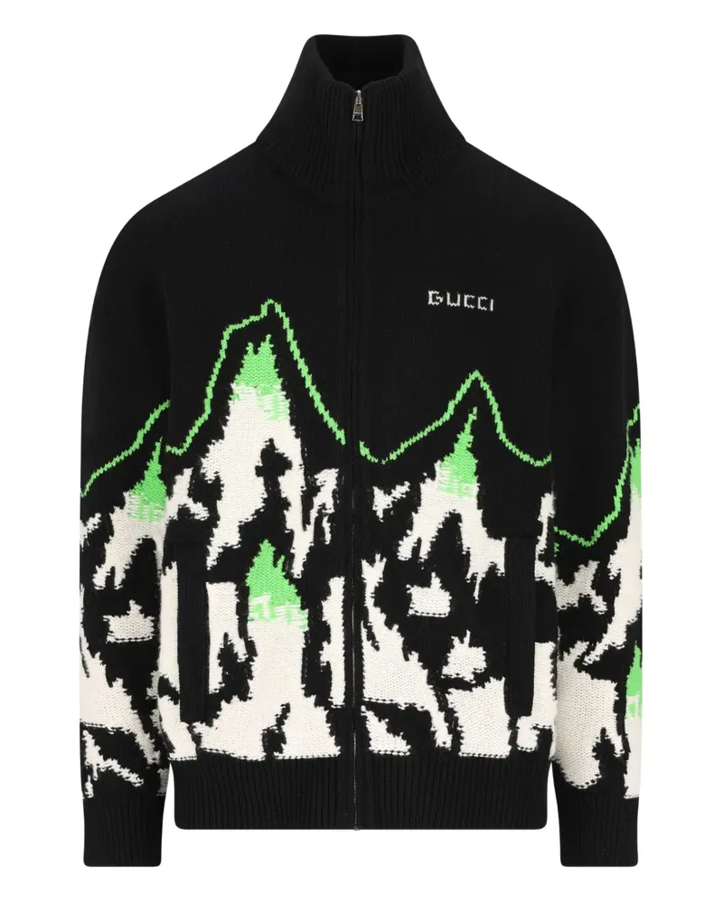 Gucci Jacquard-Pullover mit Reißverschluss - Schwarz Schwarz