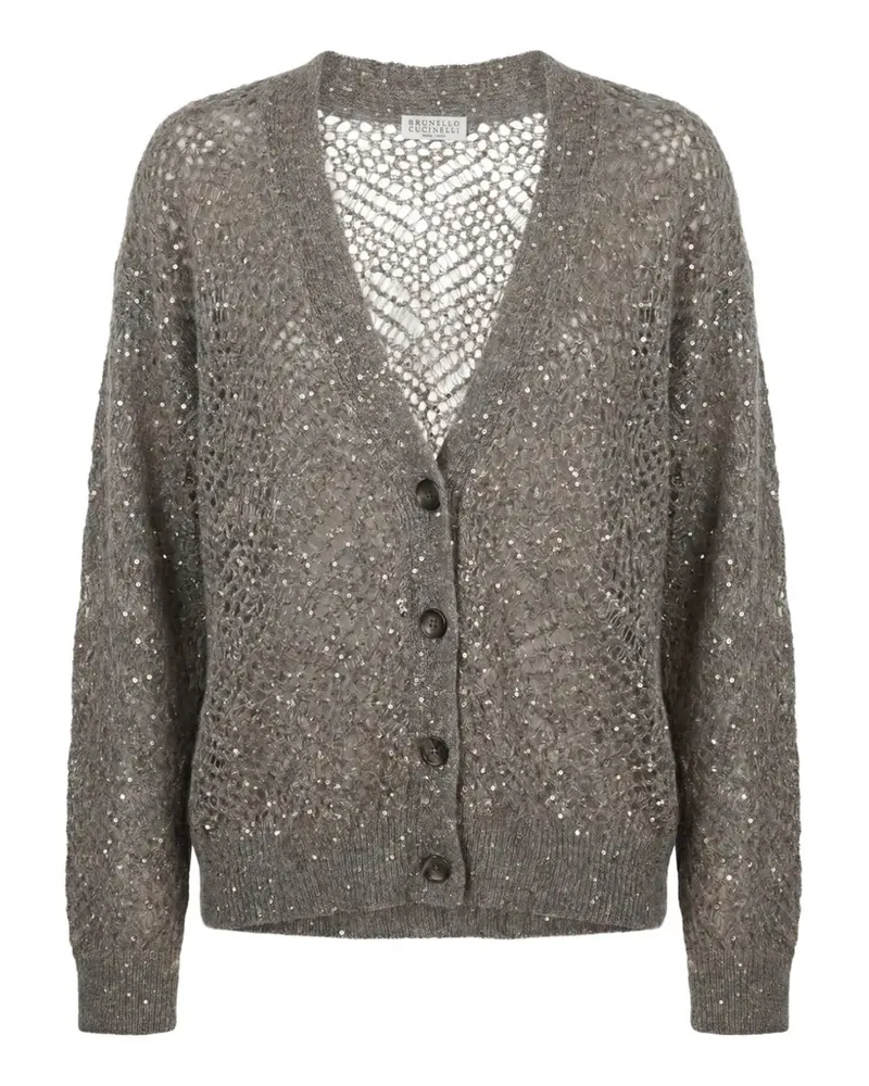 Brunello Cucinelli Dazzling Cardigan mit Pailletten - Grau Grau