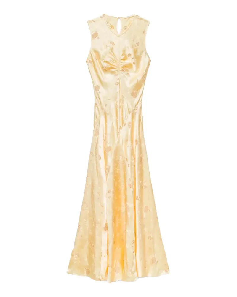 DÔEN Ginette Maxikleid aus Blumen-Jacquard - Gelb Gelb