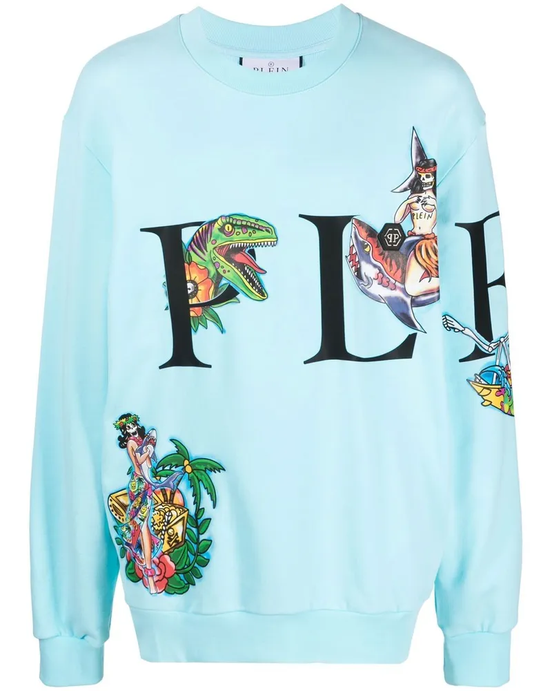 Philipp Plein Sweatshirt mit Hawaii-Print Blau