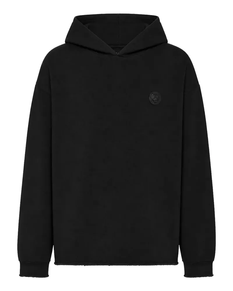 Philipp Plein raw-edge jersey hoodie - Schwarz Schwarz