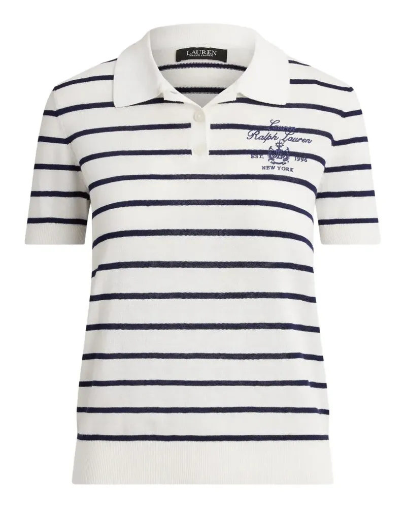 Ralph Lauren Gestreiftes Poloshirt mit Stickerei - Weiß Weiß