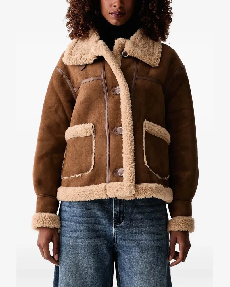 Silvian Heach Aviator faux-shearling-trim panelled jacket - Braun Braun