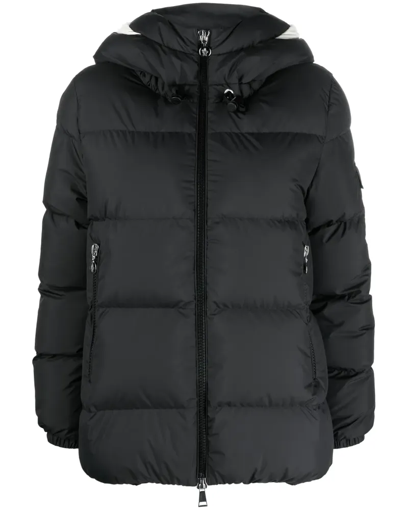 Moncler Gefütterte Jacke mit Logo-Patch - Schwarz Schwarz