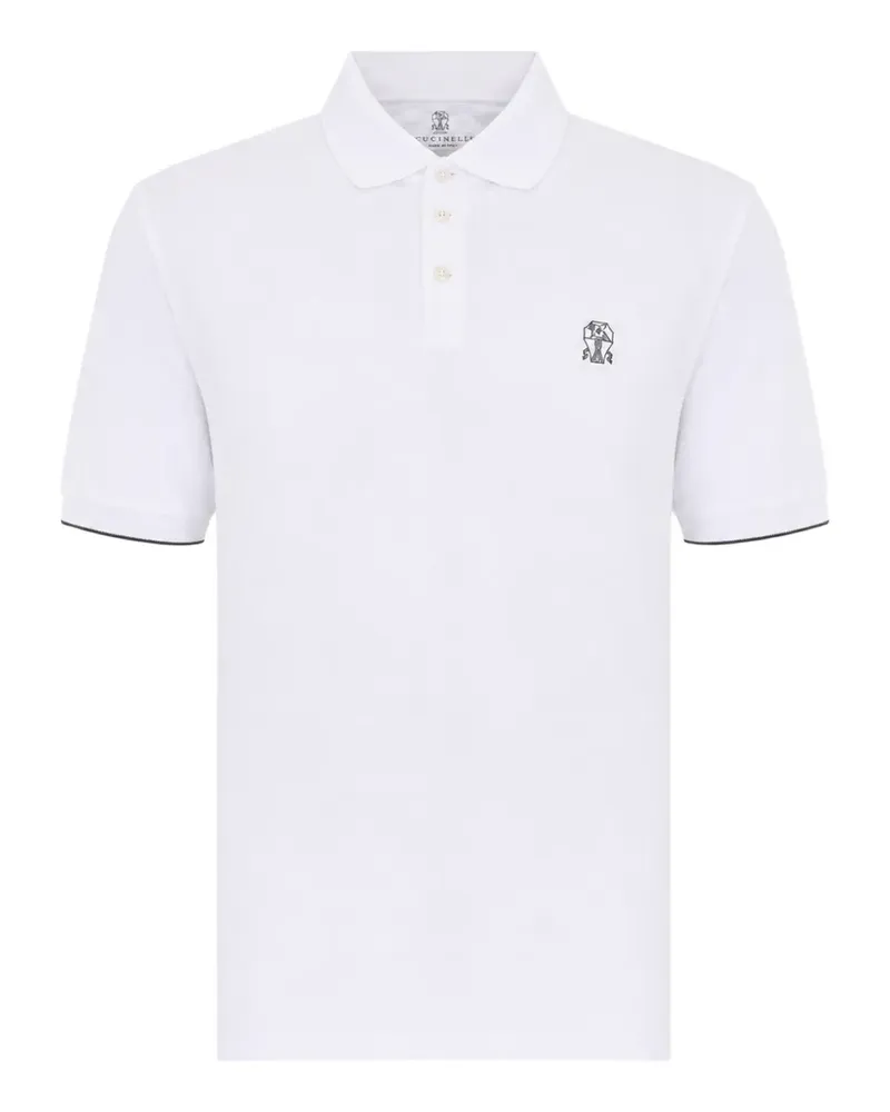 Brunello Cucinelli cotton-piqué polo shirt with logo - Weiß Weiß