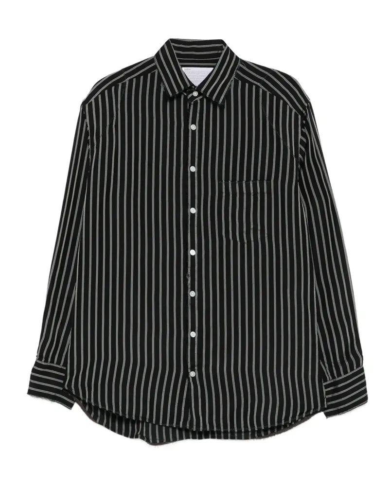 kolor striped long-sleeve shirt - Schwarz Schwarz