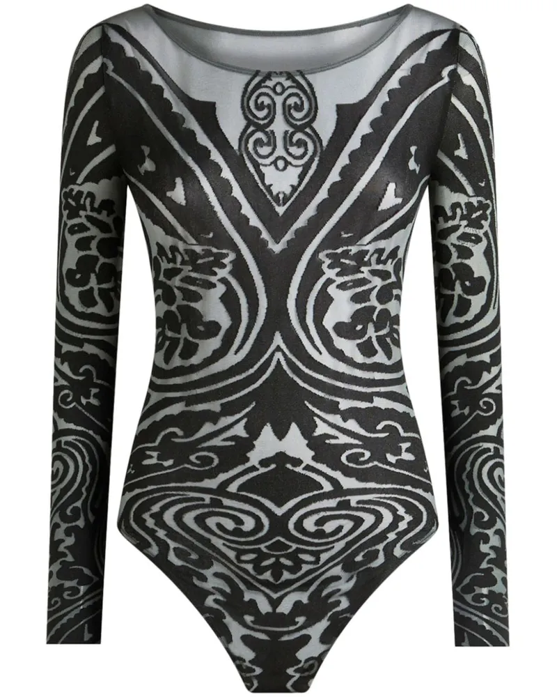 Etro Ärmelloser Body mit Paisley-Print - Schwarz Schwarz