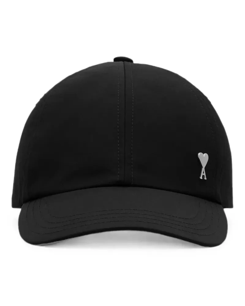 AMI Paris Baseballkappe aus Nylon und Baumwolle mit Ami de Coeur-Nieten - Schwarz Schwarz