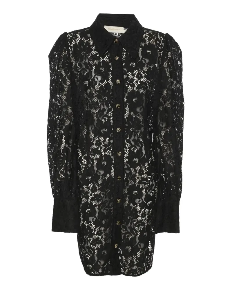 Zimmermann Hemd aus Spitze mit Blumenmuster - Schwarz Schwarz