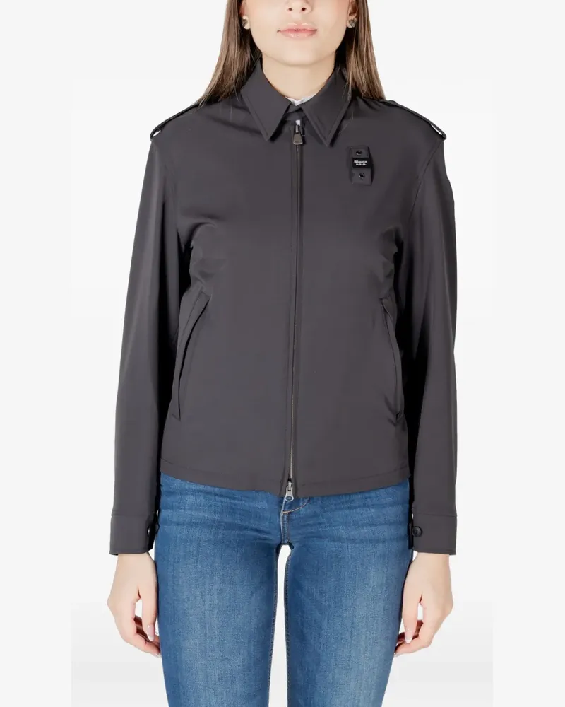 Blauer epaulette zip-up jacket - Schwarz Schwarz