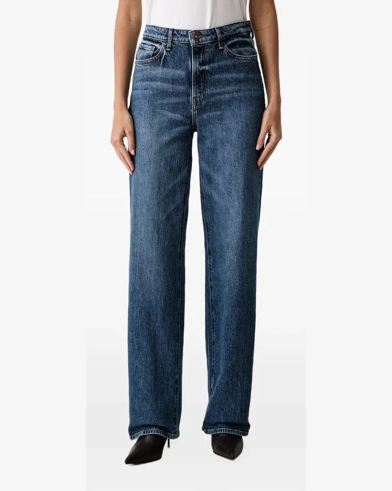 Guess high rise straight jeans in medium wash - Blau Blau