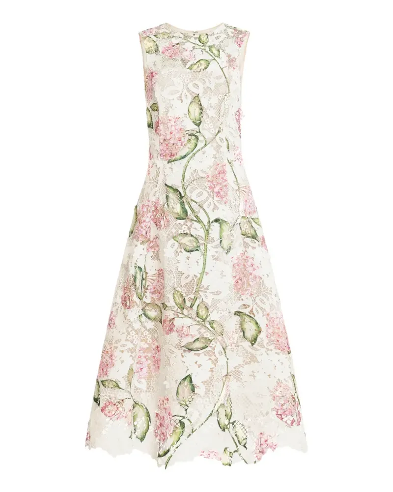 Oscar de la Renta Porcelain Flower guipure sleveless dress - Weiß Weiß