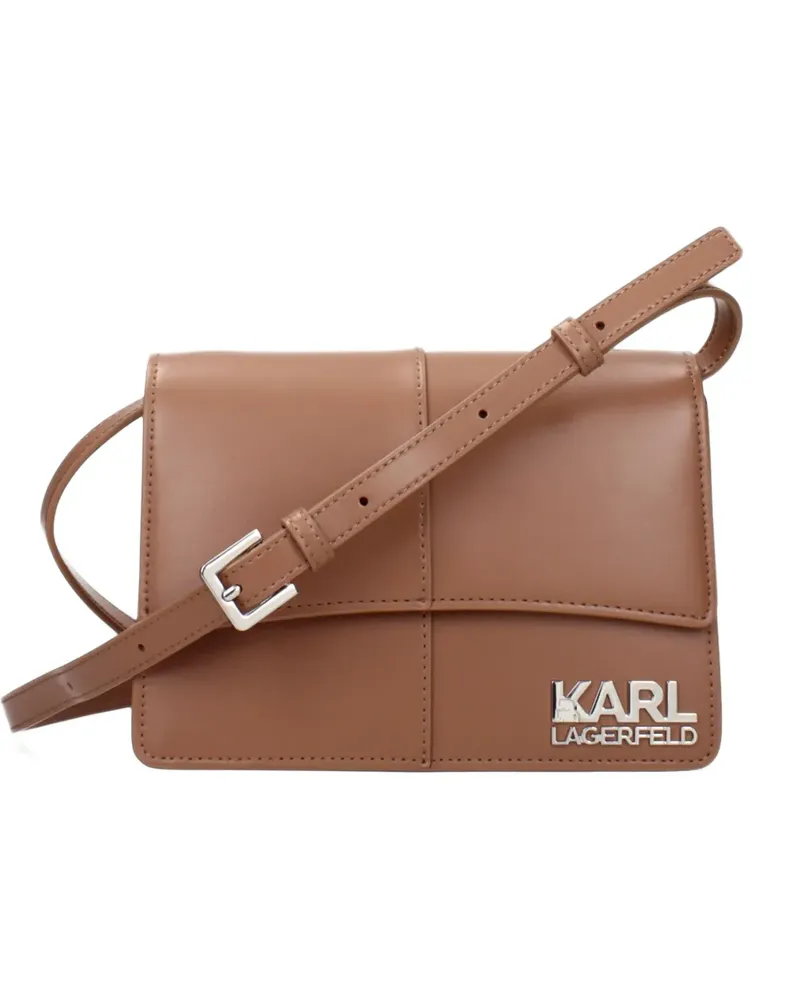 Karl Lagerfeld Umhängetasche mit Logo-Schild - Nude Nude