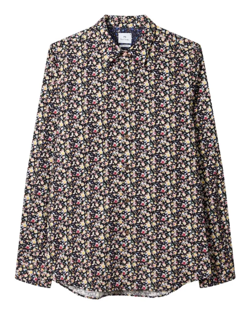 Paul Smith Hemd mit Blumen-Print - Schwarz Schwarz