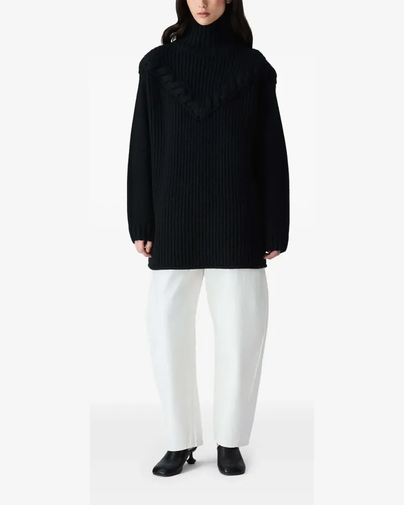 Vera Wang Pauline Pullover mit Zopfmuster - Schwarz Schwarz