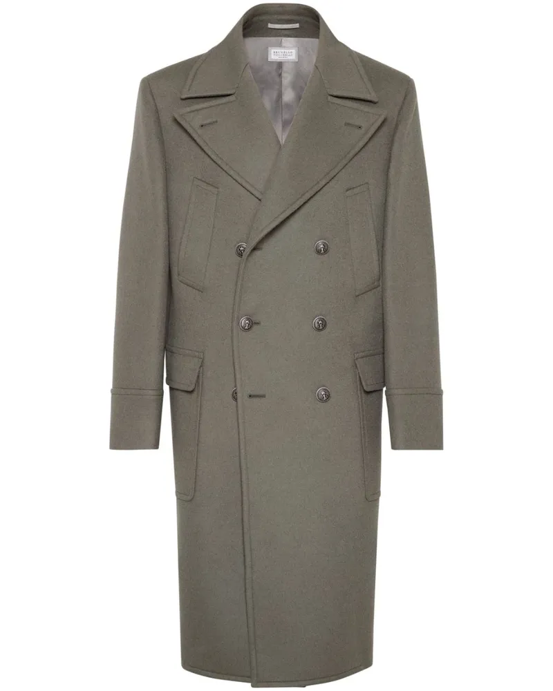 Brunello Cucinelli Doppelreihiger Mantel - Grün Grün