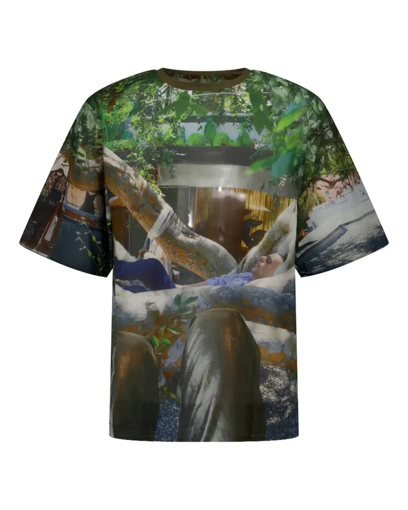 BLESS T-Shirt mit Holiday Jungle-Print - Grün Grün