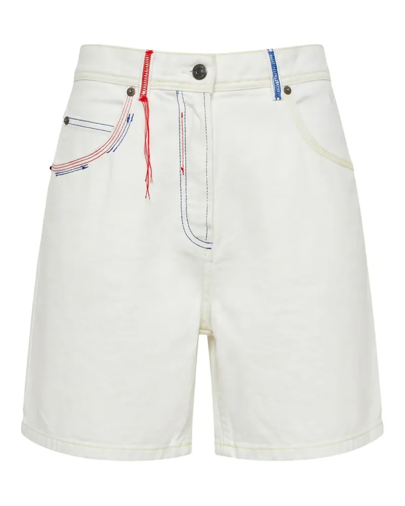 MSGM contrast-stitch logo-patch shorts - Weiß Weiß