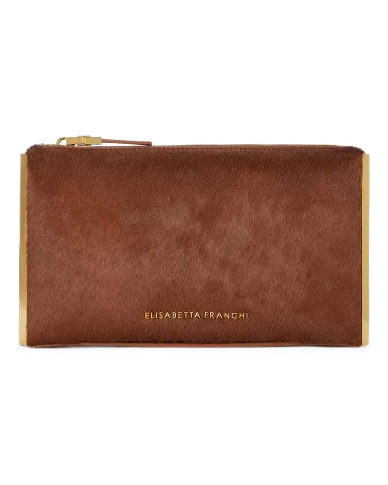 Elisabetta Franchi cowhide clutch bag - Braun Braun