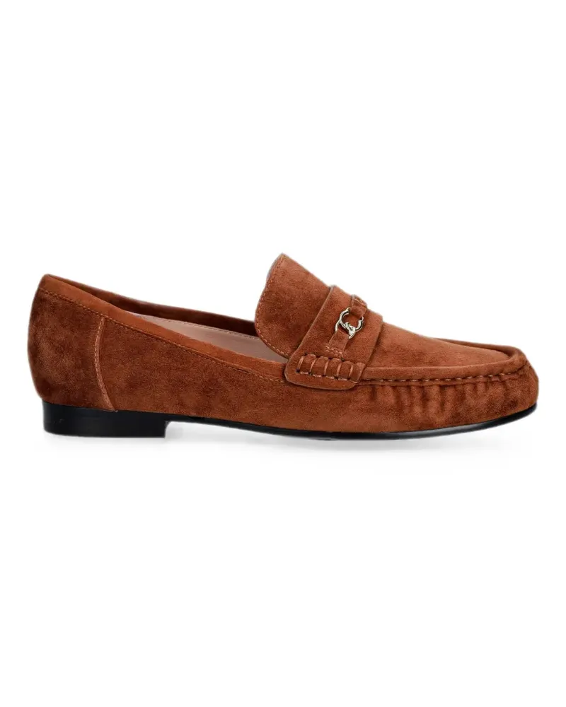 Coccinelle logo-plaque suede loafers - Braun Braun