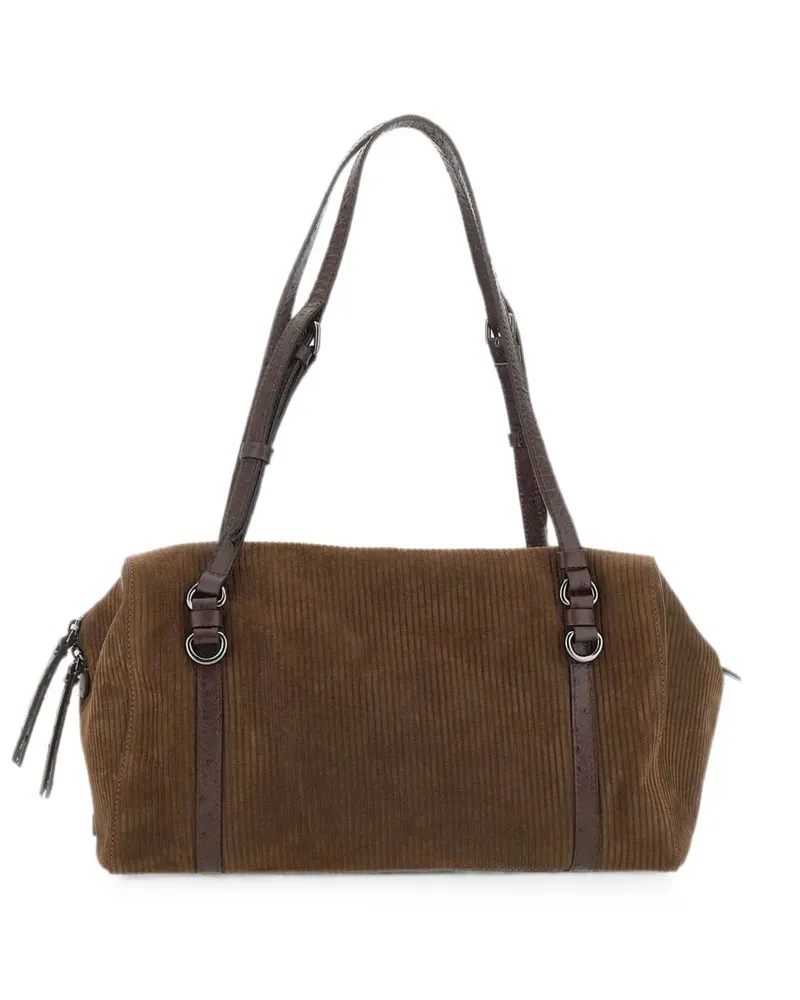 Gianni Chiarini Terry ribbed suede shoulder bag - Braun Braun