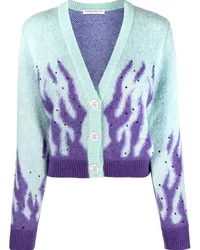 Alessandra Rich Cardigan mit Flammen-Print Grün