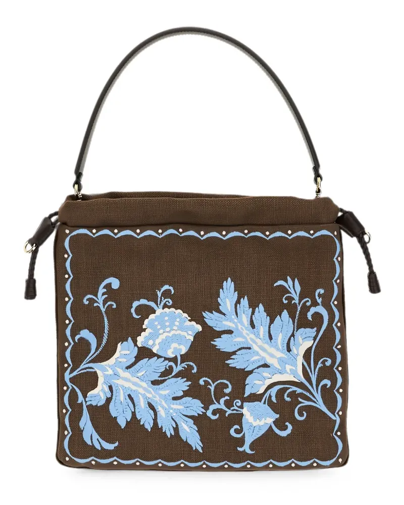 Etro medium Kalispera floral-embroidered tote bag - Braun Braun