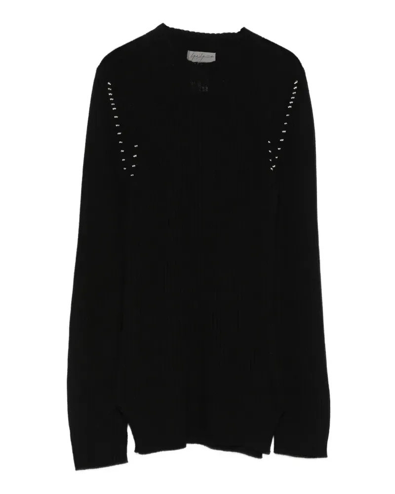 Yohji Yamamoto Gerippter Pullover - Schwarz Schwarz