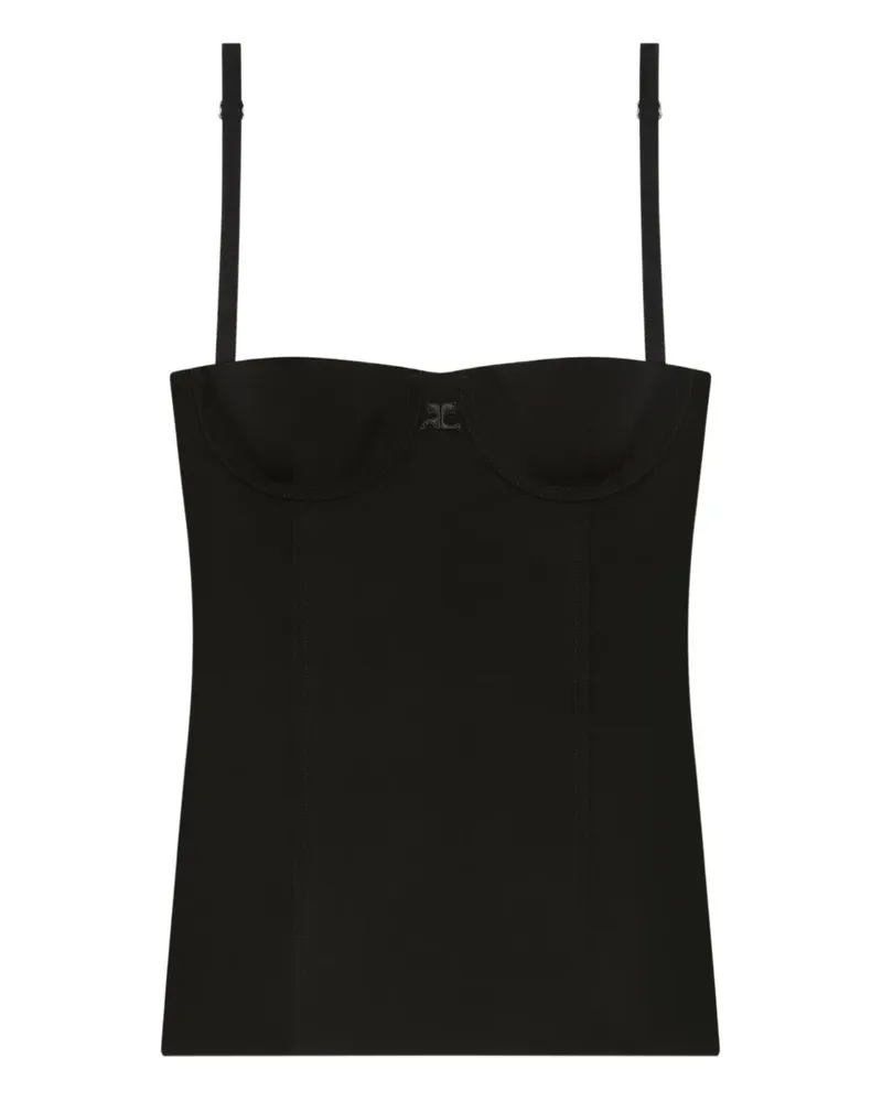 Courrèges Bustier-Top mit Spaghettiträgern - Schwarz Schwarz