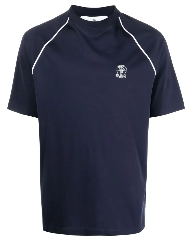 Brunello Cucinelli T-Shirt mit Logo-Stickerei - Blau Blau