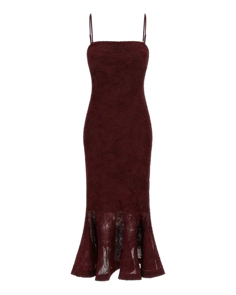 ROTATE Birger Christensen floral-appliqué midi dress Rot