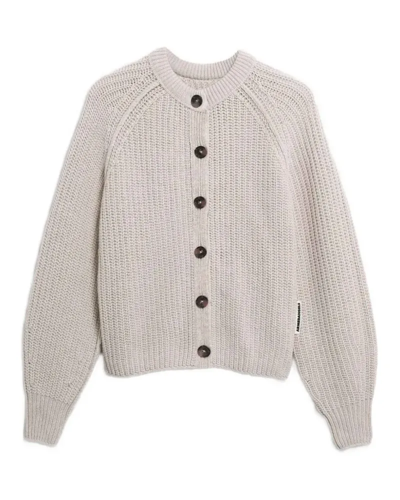 Armedangels rib-knit raglan-sleeve button-up cardigan - Nude Nude