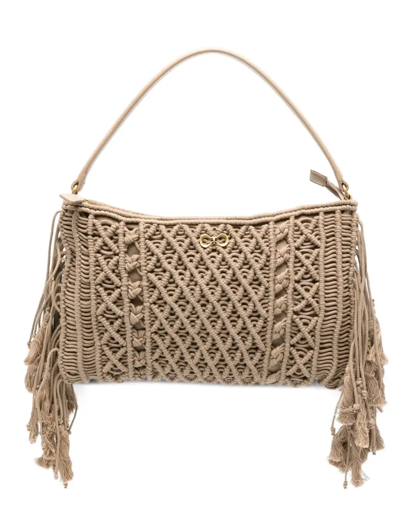 Twin-Set Schultertasche mit Quaste - Nude Nude