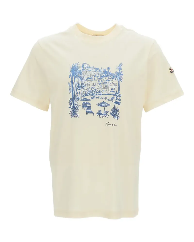 Moncler chest printed T-shirt - Nude Nude