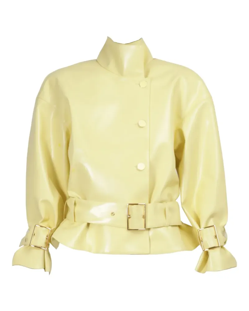 Rowen Rose Bomberjacke im Oversized-Look aus Faux-Leder - Gelb Gelb