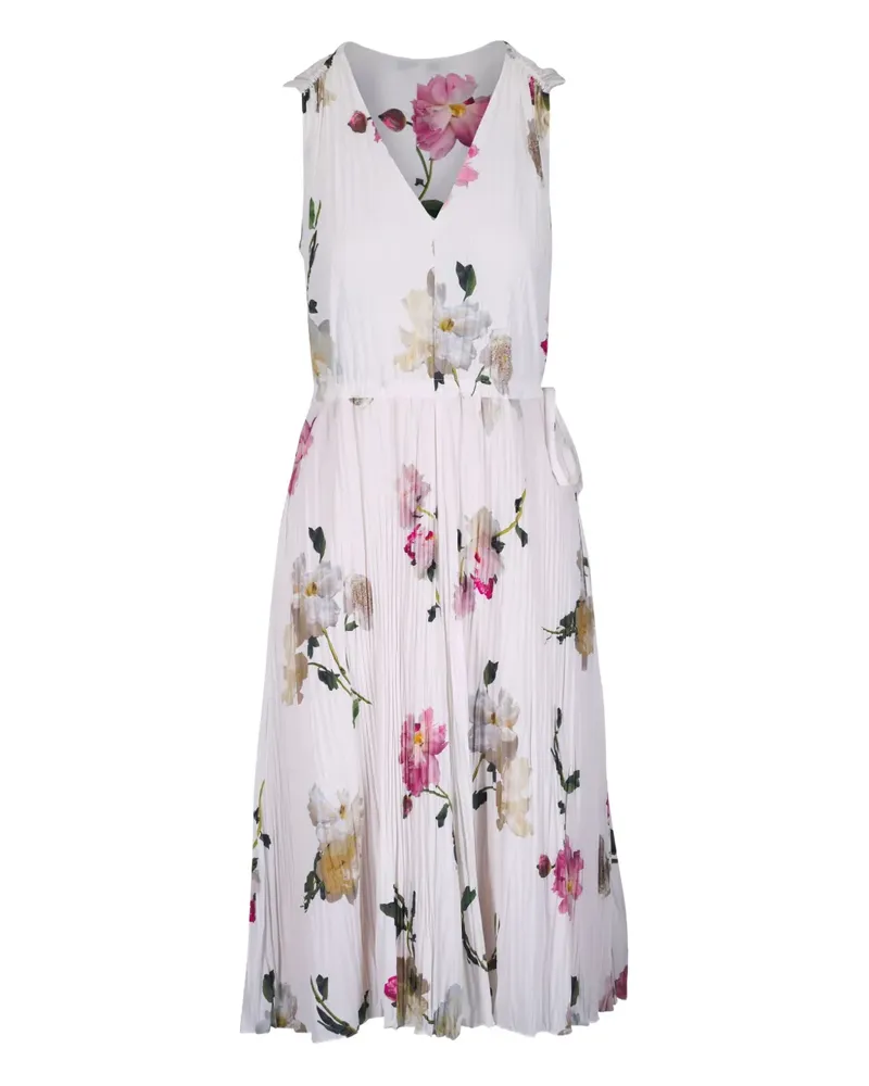 Vince Plissiertes Kleid mit Blumen-Print - Weiß Weiß