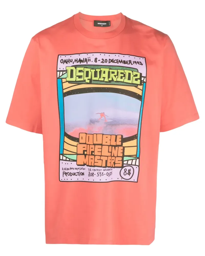 Dsquared2 T-Shirt mit grafischem Print - Rot Rot
