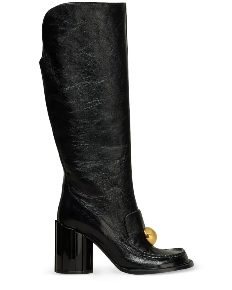 AMI Paris Kniehohe Stiefel mit Nieten 90mm - Schwarz Schwarz
