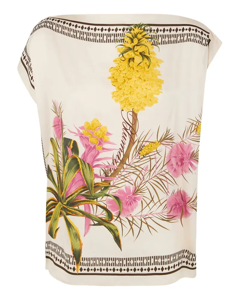 Blumarine Top mit Blumen-Print - Nude Nude