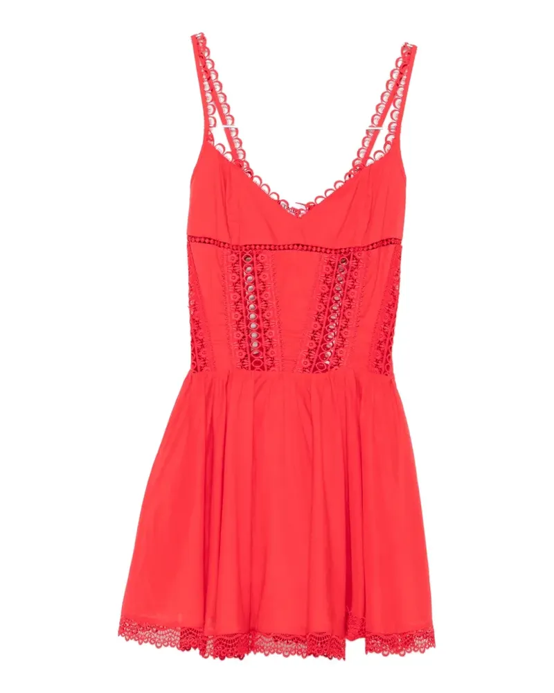Charo Ruiz Gardenia lace-trim flared mini dress - Rot Rot
