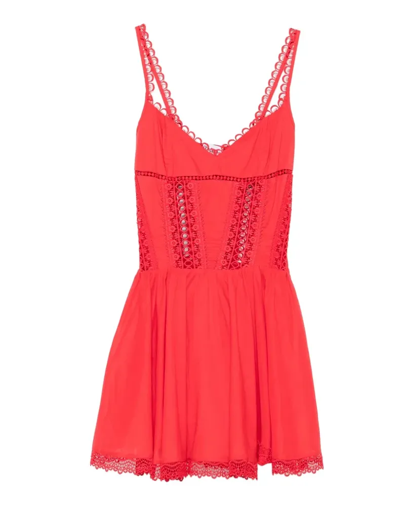 Charo Ruiz Gardenia lace-trim flared mini dress - Rot Rot