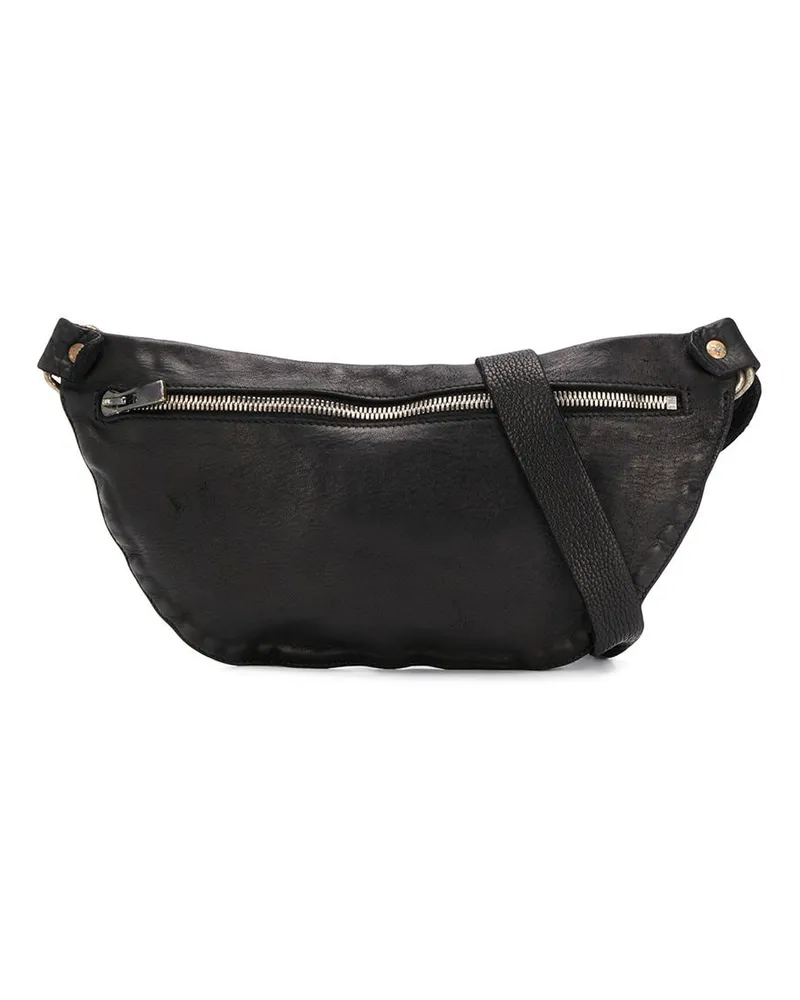 GUIDI Gürteltasche im Used-Look - Schwarz Schwarz