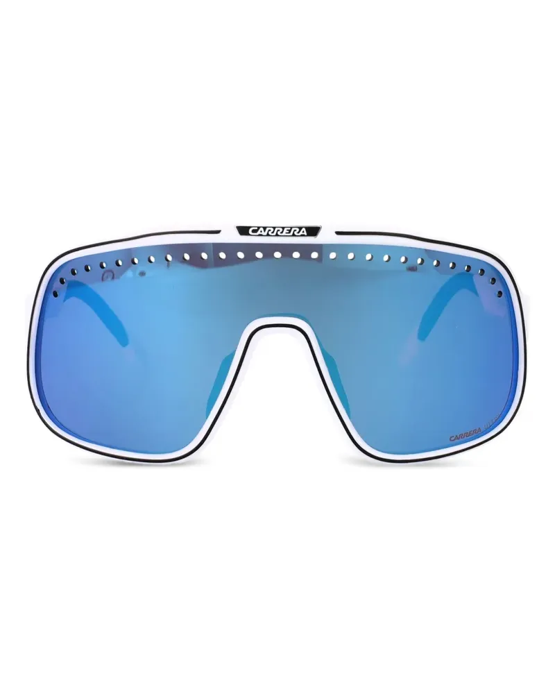 Carrera Perforierte Sonnenbrille mit Shield-Gestell - Weiß Weiß